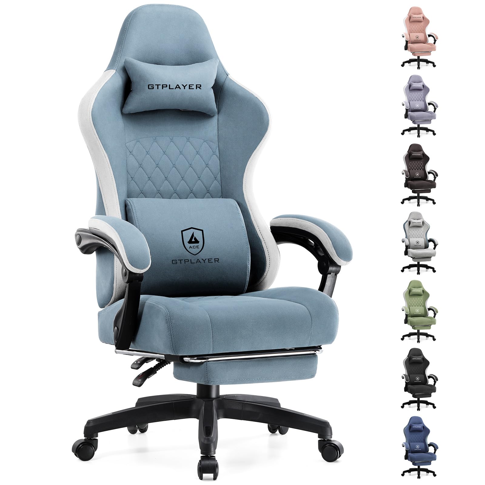 GTPLAYER Gaming Chair, Computer Office Chair with Pocket Spring Cushion, Linkage Armrests and Footrest, High Back Ergonomic Computer Chair with Lumbar Support Task Chair with Footrest