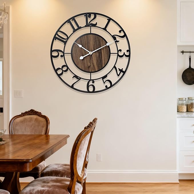 Reloj de Pared Grande Metálico 20 Pulgadas Retro Silencioso miniatura 4