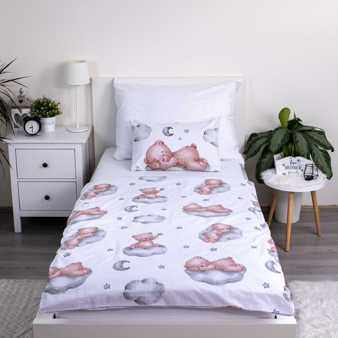 Jerry Fabrics Baby Bed Linen 100 x 135 cm and Pillowcase 40 x 60 cm 100% Cotton White, Grey, Kinderbett - Image 3