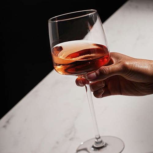 Vista 4 de Viski Reserve Julien Crystal Chardonnay - Copas de vino blanco modernas en ángulo, cristalería elegante para regalos de boda, aniversario, regalos