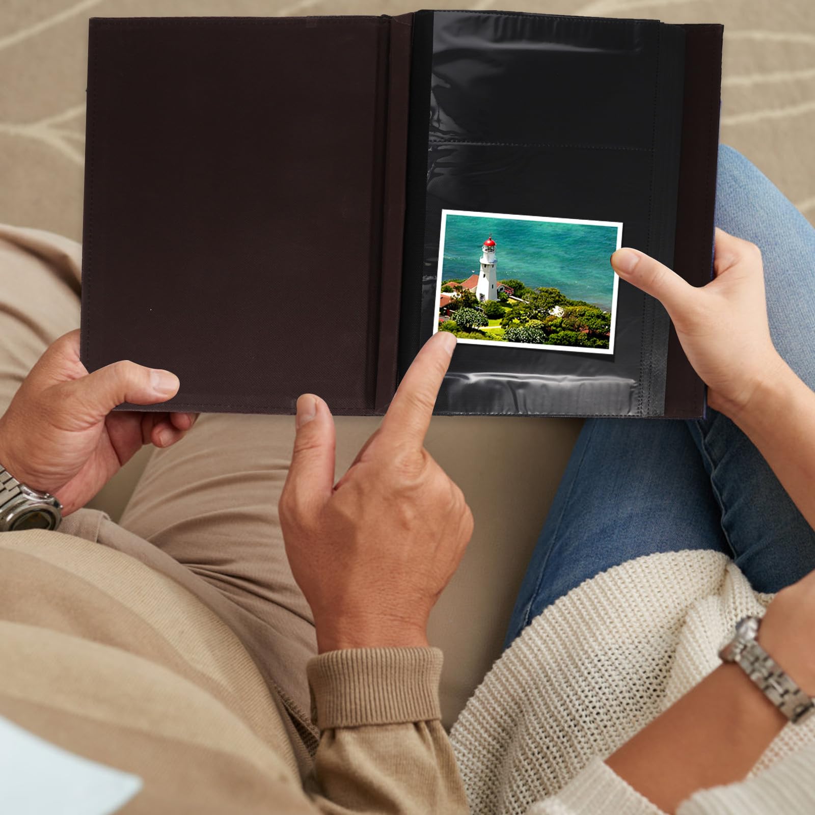 BESTYASH Album Photo en Cuir Pu A6 avec Pochettes pour Cartes Postales 6 Pouces, Design Simple et Reliure Solide, pour Anniversaire ou Noël