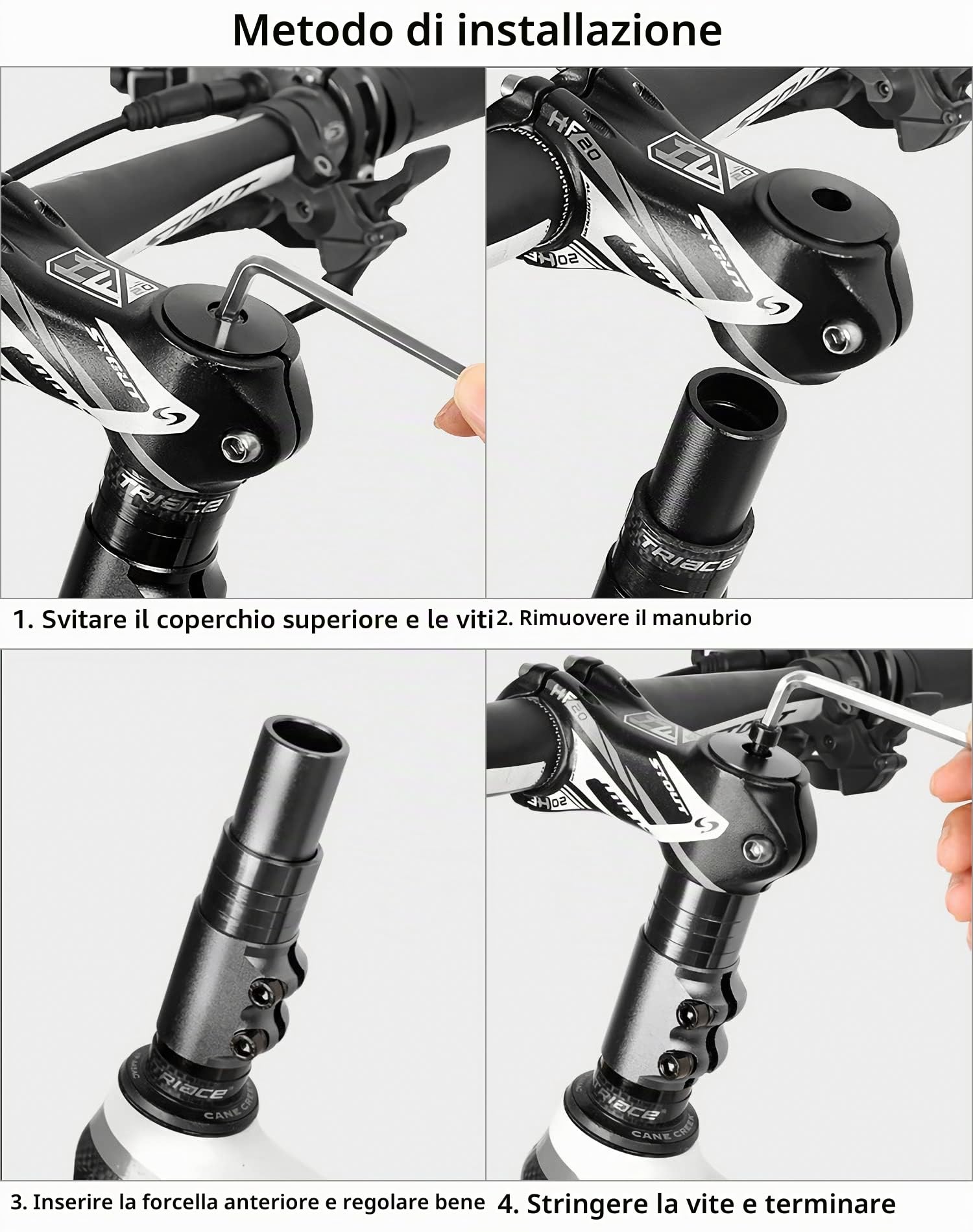 QWORK® Prolunga Manubrio Bici 124mm per Forcella 28,6mm, Prolunga Forcella MTB Lega di Alluminio