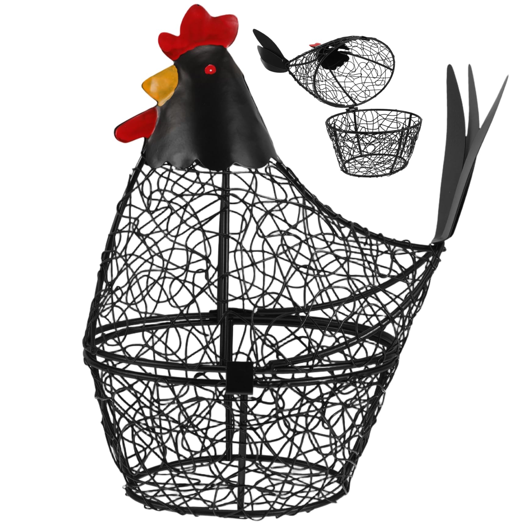 Hbbgdiy Chicken Wire Egg Basket Decorative Hollow-Out Metal Wire Basket for Eggs Storage, Funny Chicken Egg Holder for Kitchen Countertop Farmhouse Decor