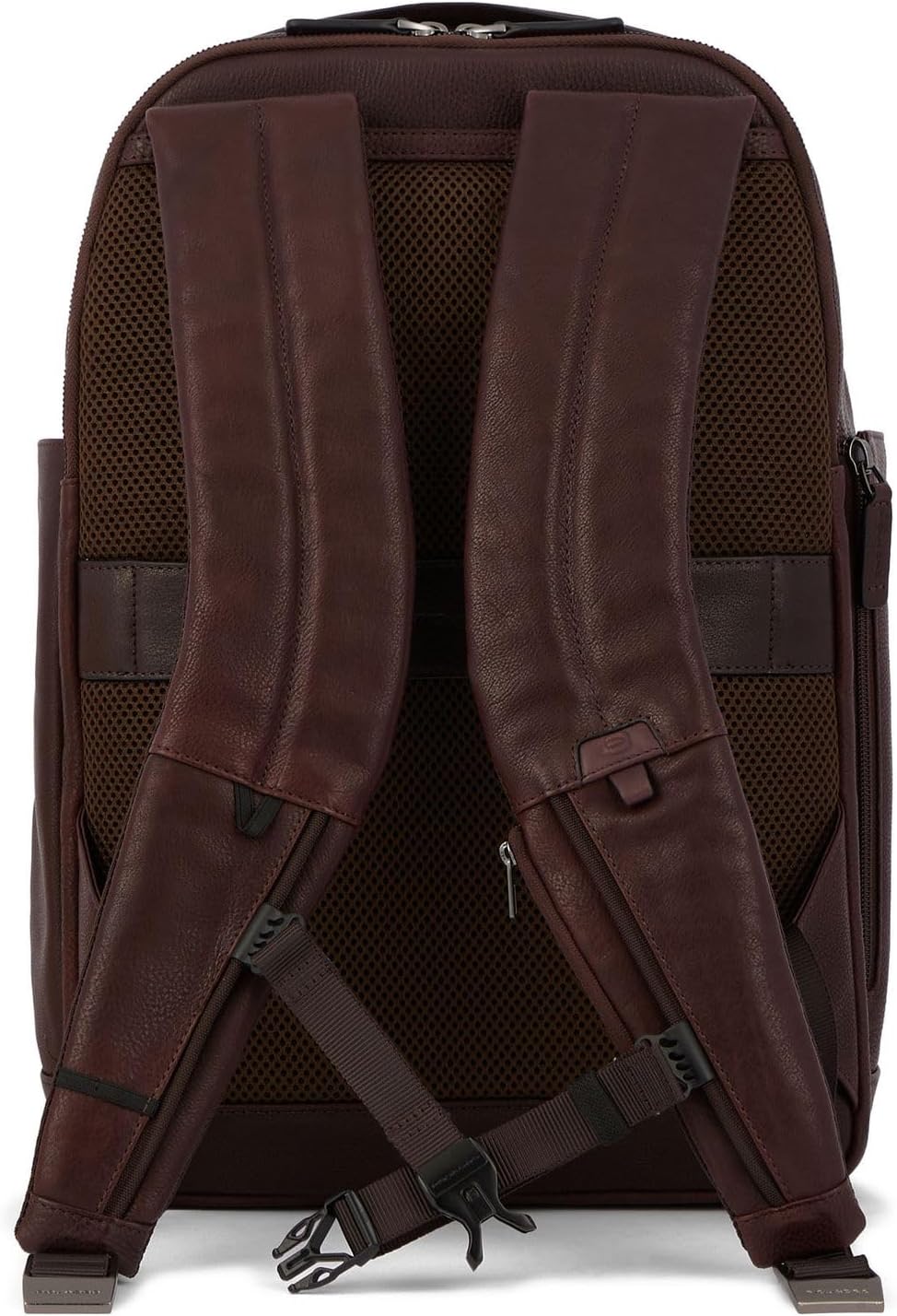 PIQUADRO, Computer and iPad backpack with loop for wearable tail light, adjustable sternum strap, pocket for bottle and RFID anti-fraud protection, dark brown