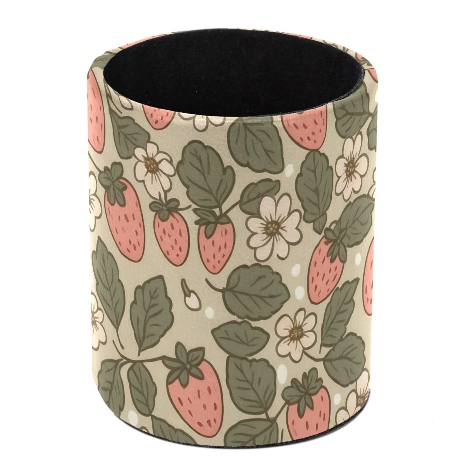 FWJZDSP Strawberry Floral Pencil Cup Pen Organizer Makeup Brush Holder for Office Home Countertop Desk Accessory Storage