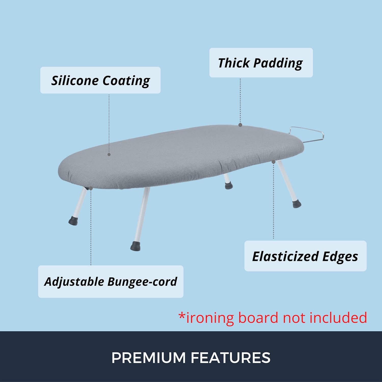 SAVUK 12 X 30 inch Smart Table top Ironing Board Cover and Pad with Standard Size, Fits Small, Mini Board, Extra Thick Padding, Elastic Cord, Heat Resistance (Replacement Cover and Pad 12"x30")