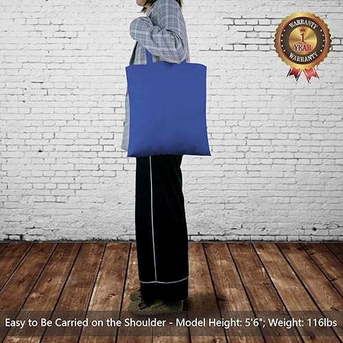 Miniatura 2 de TOPDesign Paquete de 5 bolsas de algodón azul de 16 x 15 pulgadas, ligeras, medianas y reutilizables, adecuadas para bricolaje, publicidad,