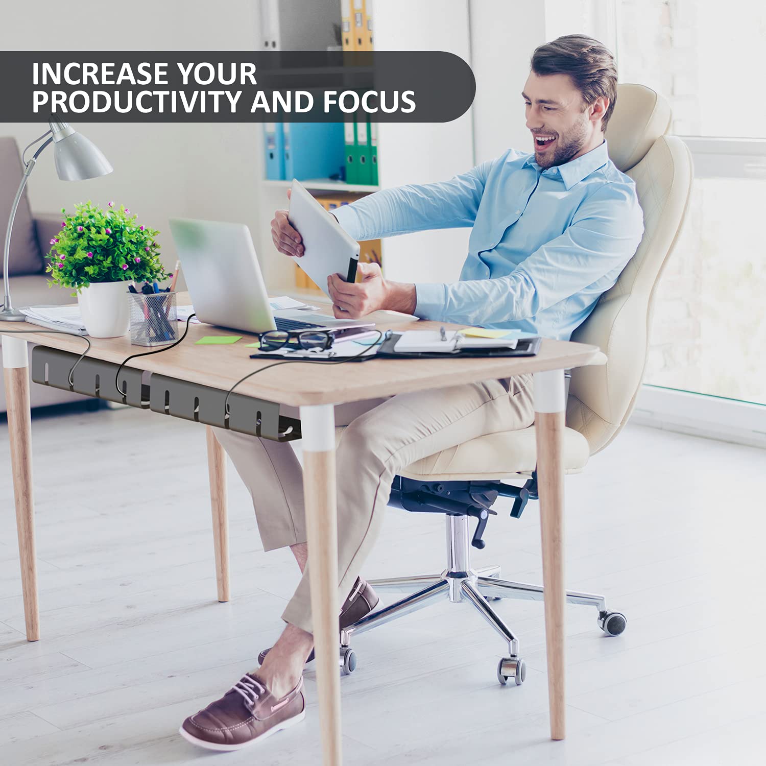 Buy Under Desk Cable Management Tray, 2 Pack UltraSturdy Under Desk