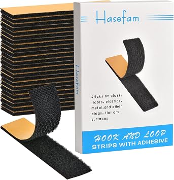 24 Sets 1x4in Hook and Loop Strips with Adhesive,Double Sided Reclosable Strong Back Self Adhesive Tape Sticky DIY Heavy Duty Mounting for Home Classroom or Office - Black