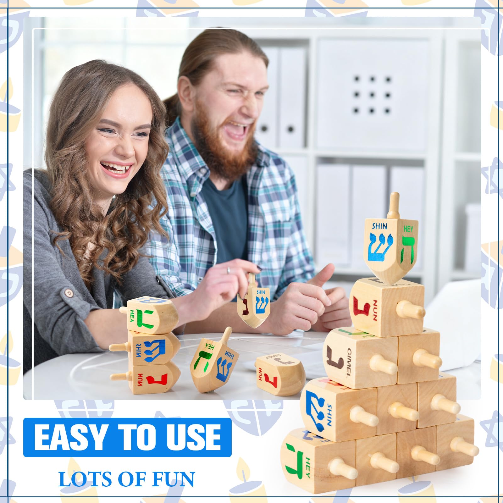 Libima Hanukkah Dreidel in legno naturale, 100 pezzi, per decorazioni per feste Hanukkah, progetti artigianali, forniture per feste in famiglia (6,9 cm)