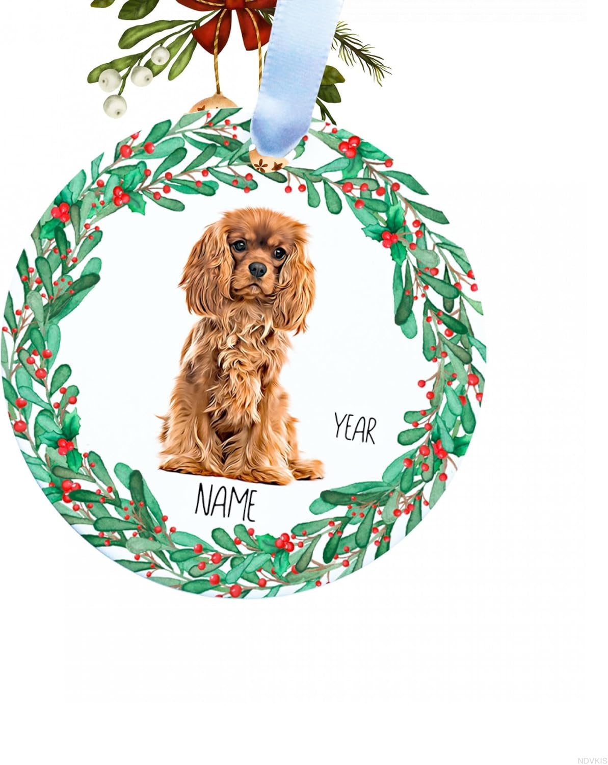 Personalized Ruby Cavalier King Charles Dog Christmas