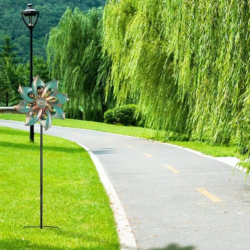 Miniatura 9 de VEWOGARDEN Molinillos de viento para decoración de jardín, pequeños molinetes de metal impermeables para patio y jardín, 37 x 10 pulgadas (una sola