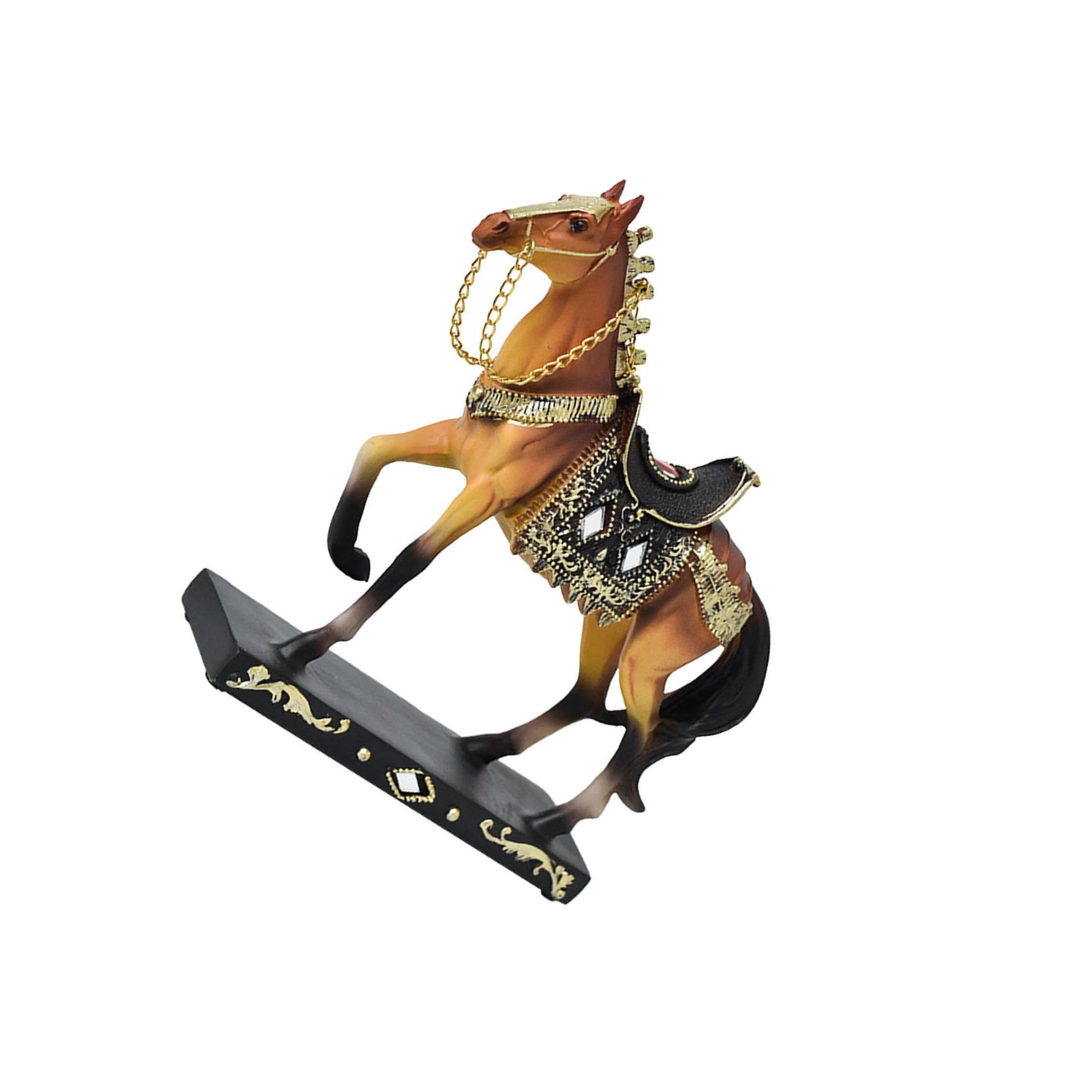 Yixannx Brown Horse Statue Engaging Animal Decor Piece Capturing Attention Making Home Accent Desktop Figurine Animal Model Lifelike Furniture Beautifully Carved, 19X5x18.5cm