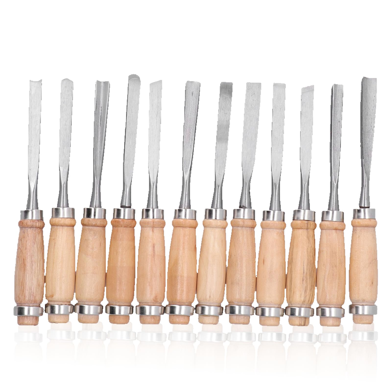 12Pcs Wood Turning Chisels, 8in Lathe Chisel Set with Case Storage High Hardness Wood Gouge Turning Tools for Beginner, Hobbyists, Professionals
