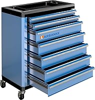 LARBANKE 7-Drawer Rolling Tool Chest with Lock, Swivel Casters & Connect Rods - Multi-Size Drawers, Durable Countertop for Garage Storage