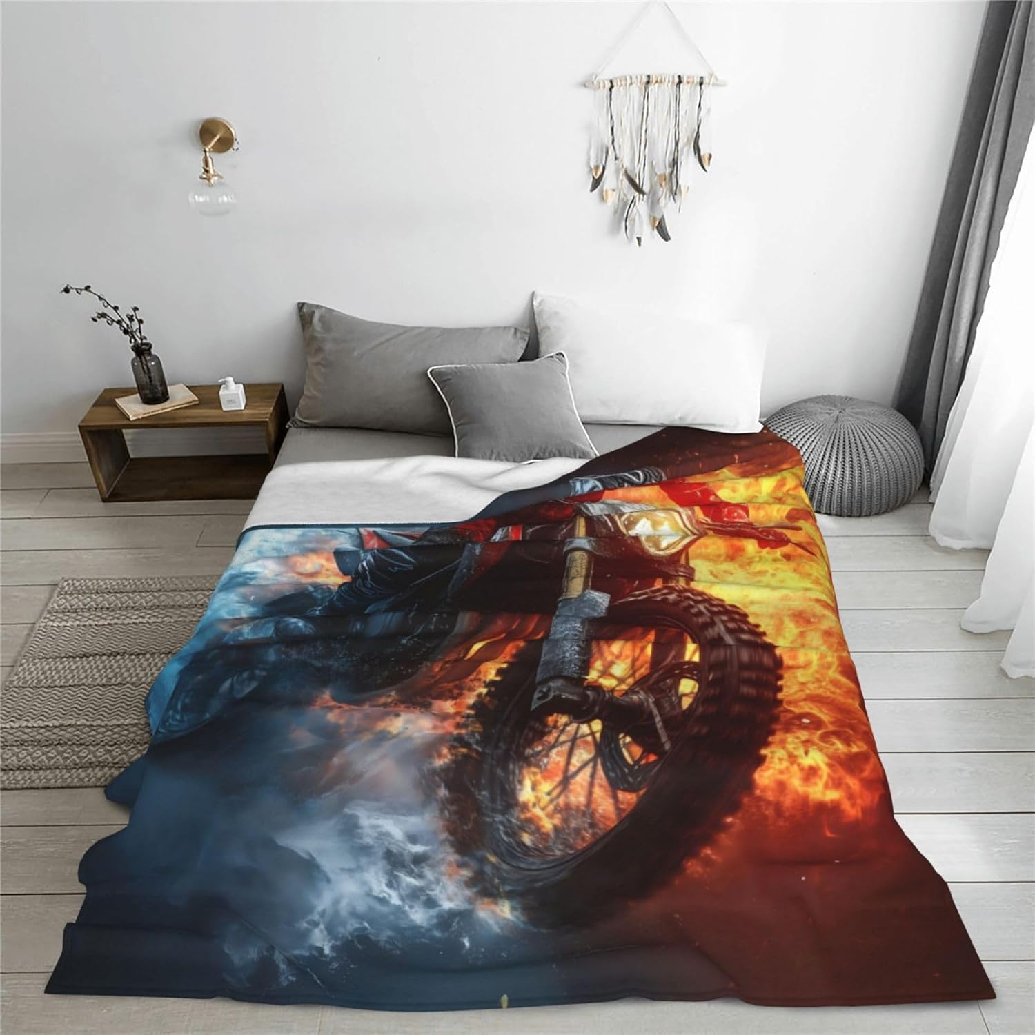 Dirt Bike Blanket Gifts for Boys Girls Kids Adults, Flannel Dirt Bike Sports Motorcycle Throw Blankets for Bed Living Room Sofa Couch Traveling Camping, Soft Lightweight Plush Dirt Bike Decor 50x60in