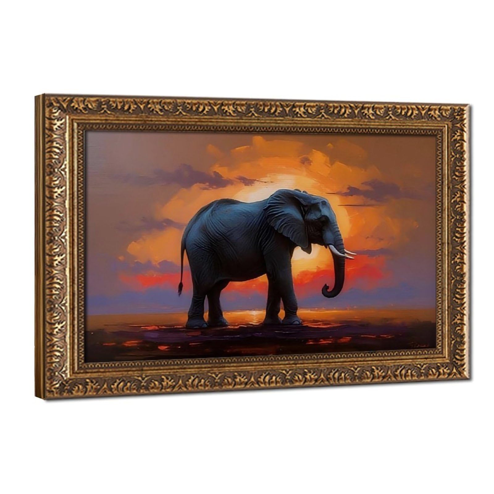Bareronor Majestic Elephant Poster Canvas Poster Bedroom Decor Landscape Office Room Decor Gift 12" L X 18" W