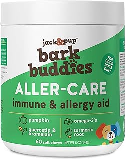 Jack&Pup Dog Allergy Chews - Bark Buddies Aller-Care Soft Chew Bites Itch Relief for Dogs & Allergy Support for Dogs - Dog Immune Supplement, Dog Skin Allergies Treatment and Anti Itch for Dogs 60ct