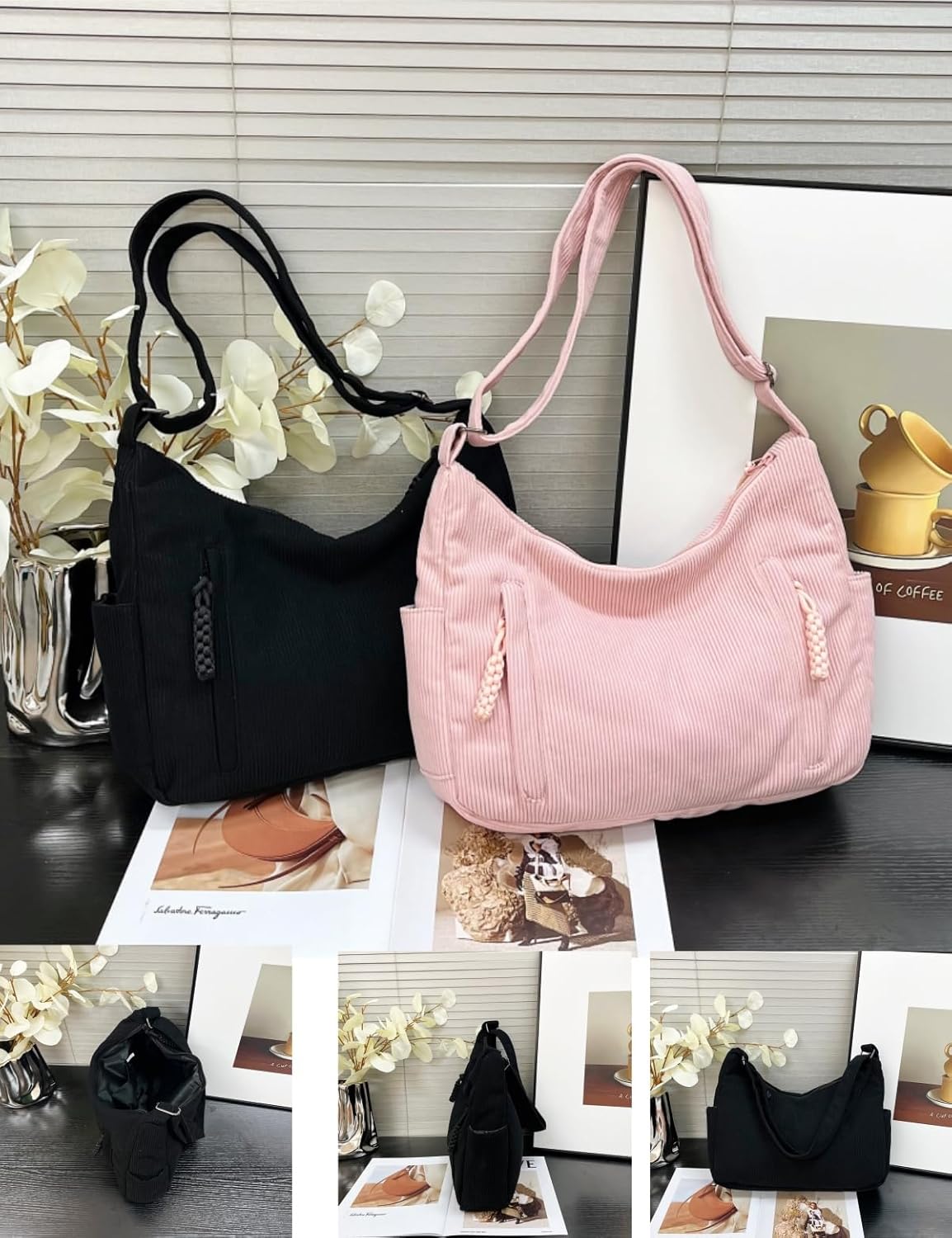 Uniseks corduroy tas, schoudertas, grote damestas, shoppertas, modieuze