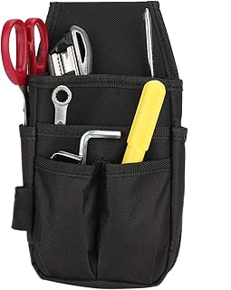 Tool Holder Pouch,Work Tool Belt Attachmen,Canvas Tool Pocket Pouch with 6 Roomy Pockets Perfect For Diy Electricians Tools, Carpenters, Joiners Builders