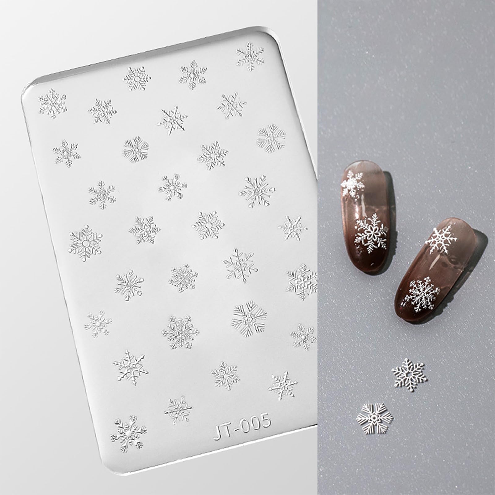 Nail Art Silicone Molds Christmas Nail Art Molds Multi-Shape Snowflake Embossed Silicone Mold Suitable for DIY Nail Art Decoration