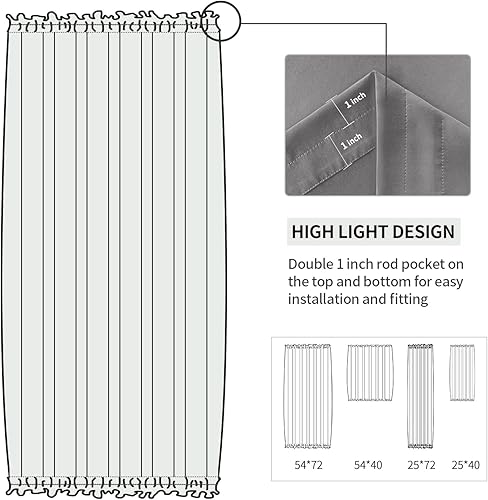Miniatura 221 de DWCN Cortinas para puerta francesa: cortina térmica con bolsillo para barra para puertas con ventana de cristal, puertas de cocina y patio