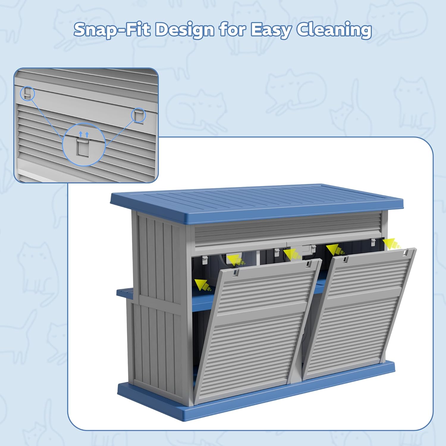 Outdoor Cat House Weatherproof for Feral Cats, Double-Decker Large Feral Cat Shelter with 6 Entrances, Kitty House Outdoor with Insulated Thick Panels, Easy-Clean Design