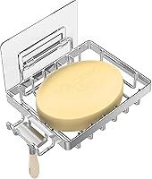 Vista 23 de Moforoco Soporte doble para barra de jabón para ducha, sin taladrar, acero inoxidable 304, soporte de jabón montado en la pared con 4 ganchos