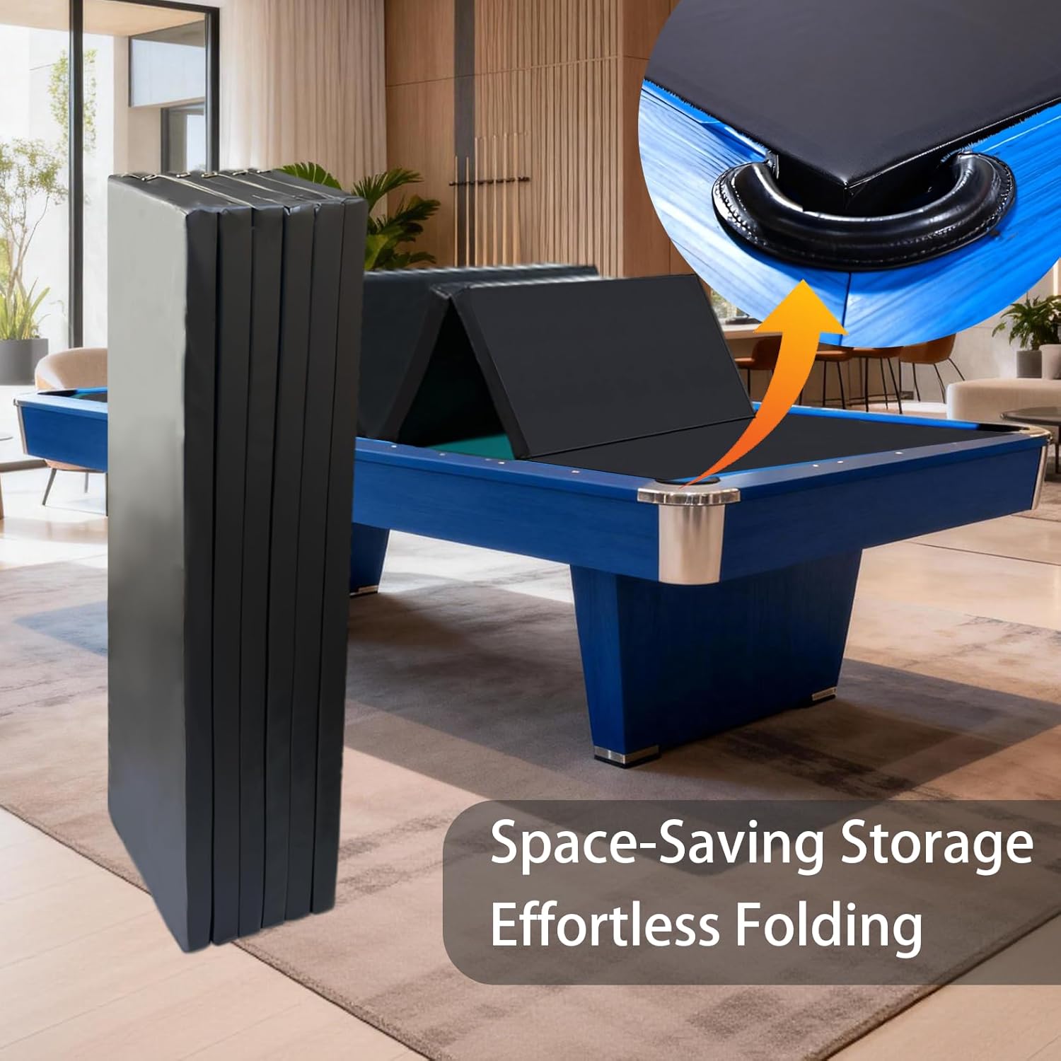 8ft Pool Table Insert - Convertible Foldable Top Transforms to Dining & Game Table, Billiard Table Cover with Waterproof Leather(Black)