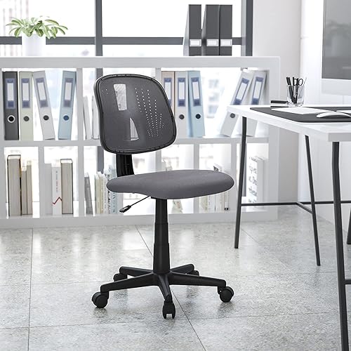 Miniatura 2 de Flash Furniture Flash Fundamentals Silla de oficina giratoria de malla gris con respaldo giratorio Gris,Negro