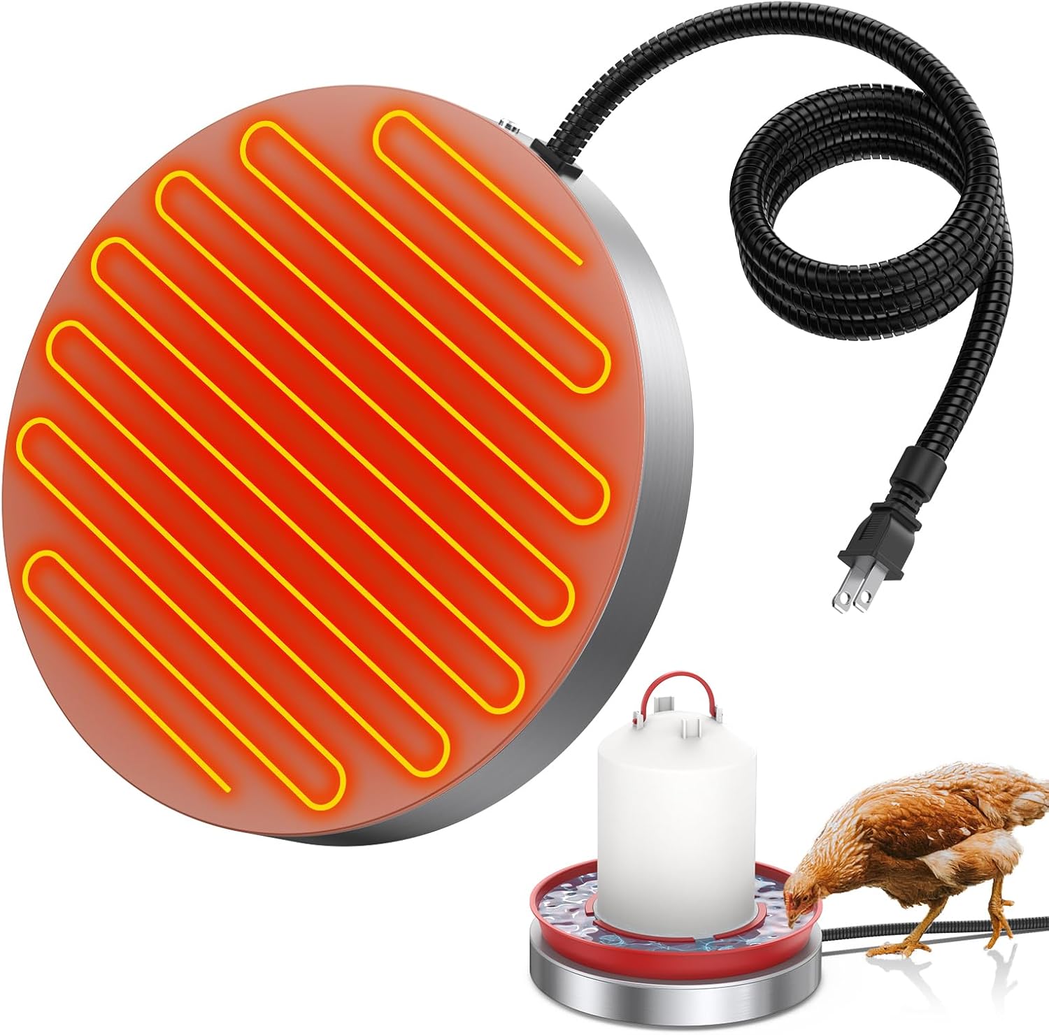 kesfitt Chicken Water Heater,15 Inch Poultry Waterer