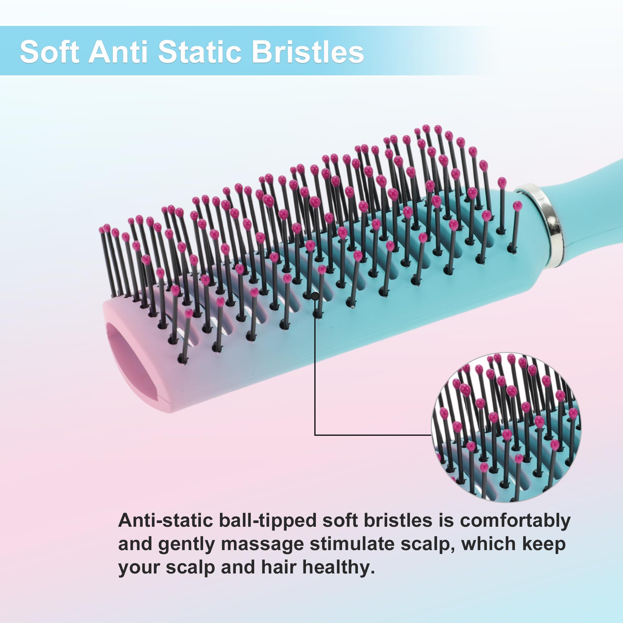 VOCOSTE Cepillo de pelo ventilado, cepillo de peinado con cerdas con punta de bola, cepillo de ventilación para secar el cabello húmedo, corto, rizado o liso, cepillos de pelo para mujeres y hombres,