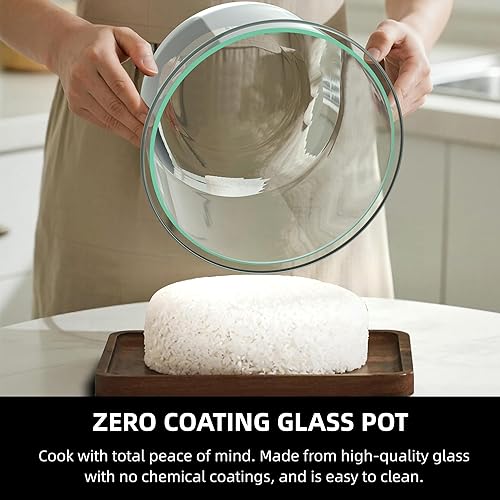 Miniatura 7 de Olla arrocera baja en carbohidratos, baja en azúcar, olla interior de 6 tazas de revestimiento cero, cesta de vapor de acero inoxidable,