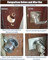Vista 6 de Placa de Refuerzo de Perilla/Cerrojo de Seguridad de Puerta Negro Mate, Juego de Reparación y Cobertura de Fijación de Cerradura de Puerta, Refuerzo