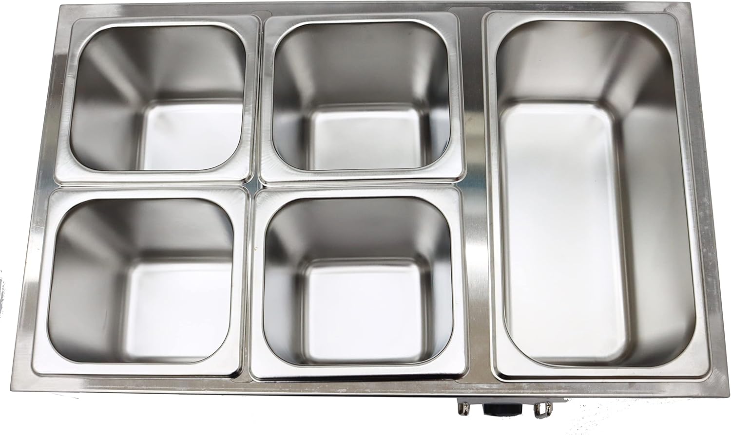 INTSUPERMAI 5 Pots Electric Commercial Food Soup Warmer Canteen Buffet Steam Heater Stainless Steel 110V 1500W 1/6 GN x4+1/3GN x1 6 inch deep Adjustable Temp Restaurants, Catering and Parties