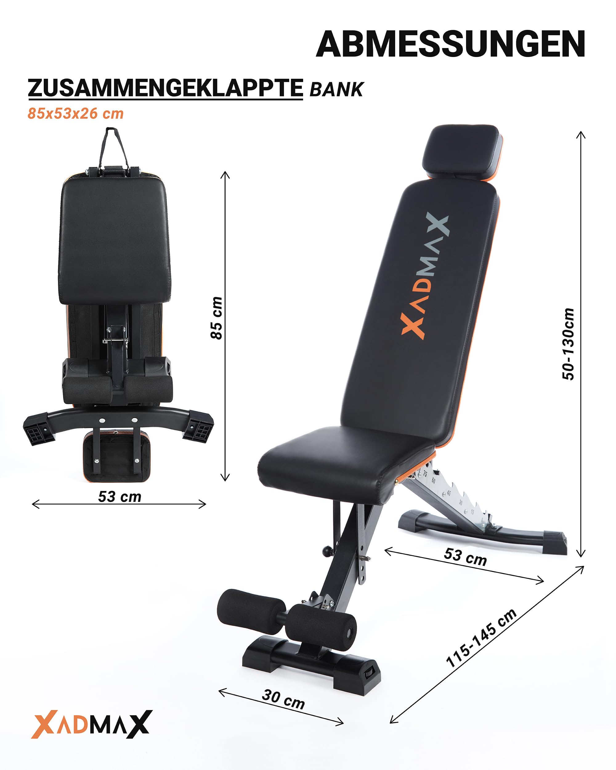 Hantelbank Klappbar Verstellbar, trägt bis zu 360 KG, sehr Robust und Widerstandsfähig, Schrägbank, Sportgeräte Zuhause, Home Gym, Trainingsbank, Hantelbank mit Gewichten trainieren,