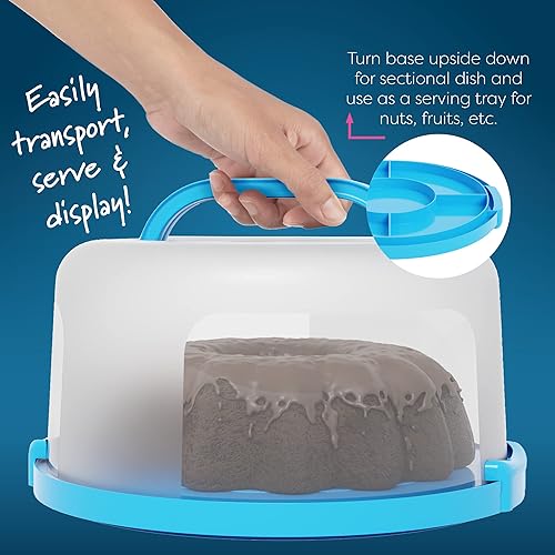 Miniatura 10 de Porta magdalenas con tapa y asa + placa de soporte para pasteles con cúpula  Soporte redondo de 10 pulgadas para pasteles con tapa  Contenedor de