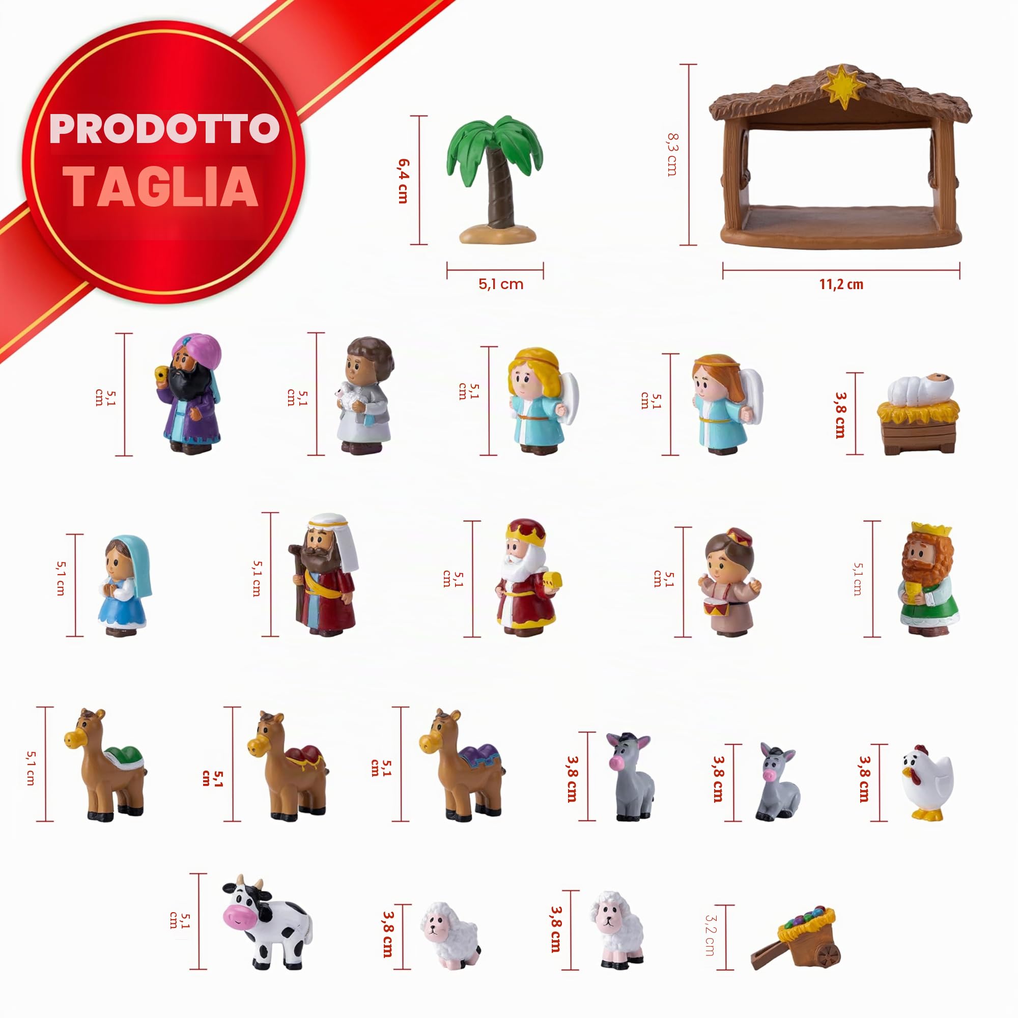 JOYIN 24 statuette di Natale con presepe, in miniatura, per bambini, regalo di Natale, decorazioni per feste, da tavolo