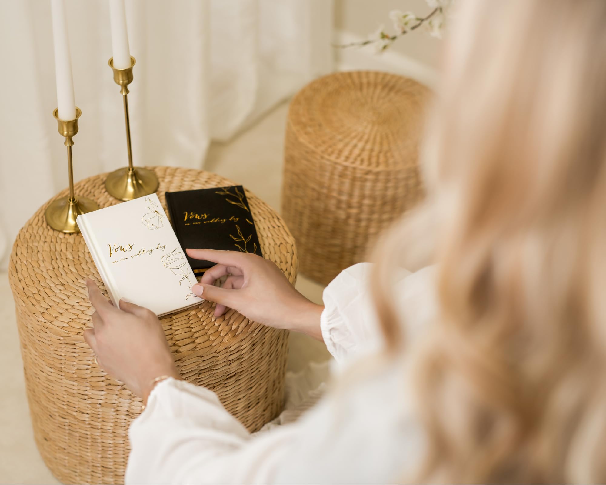 Gelübde an unserem Hochzeitstag Gelübdebücher (2er-Set) - Schwarz & Weiß, Taschenbuchformat, mit Folienprägung, Laubdesign für Hochzeitszeremonie, Erneuerung der Gelübde, Rede, Notizbuch, Planer