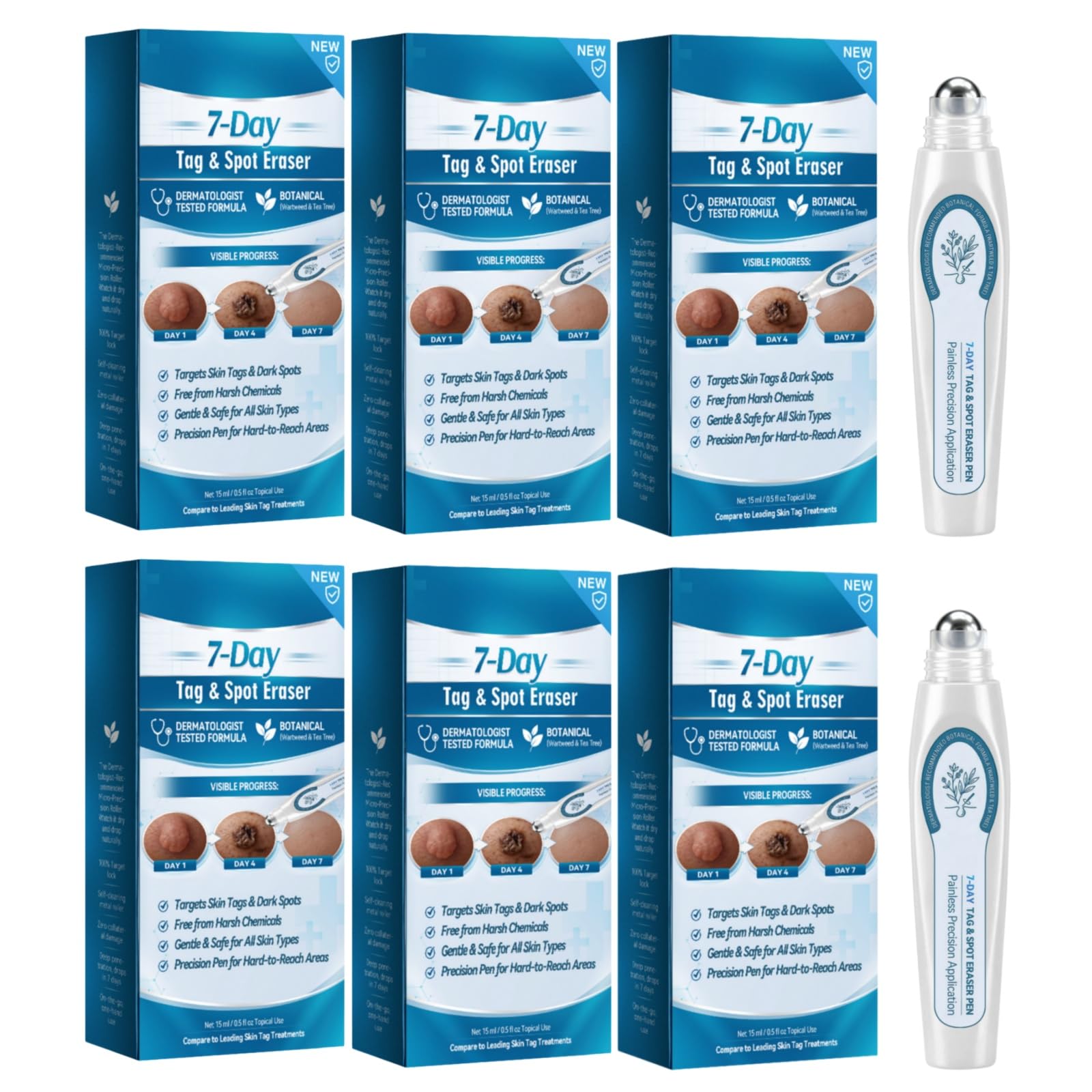 Eraser 7 giorni escrescenze e macchie – Roller gel naturale, uomo/donna. | per la cura della pelle Stimola il rinnovamento della pelle: Formula botanica con olio di tea tree e vitamina E.