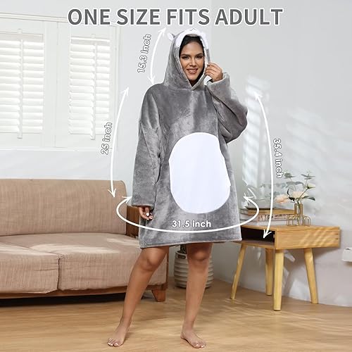 Miniatura 6 de Moinlizy Manta con capucha para mujer, manta de gran tamaño, acogedora sudadera para adultos, cálida manta Sherpa con capucha para mujeres y