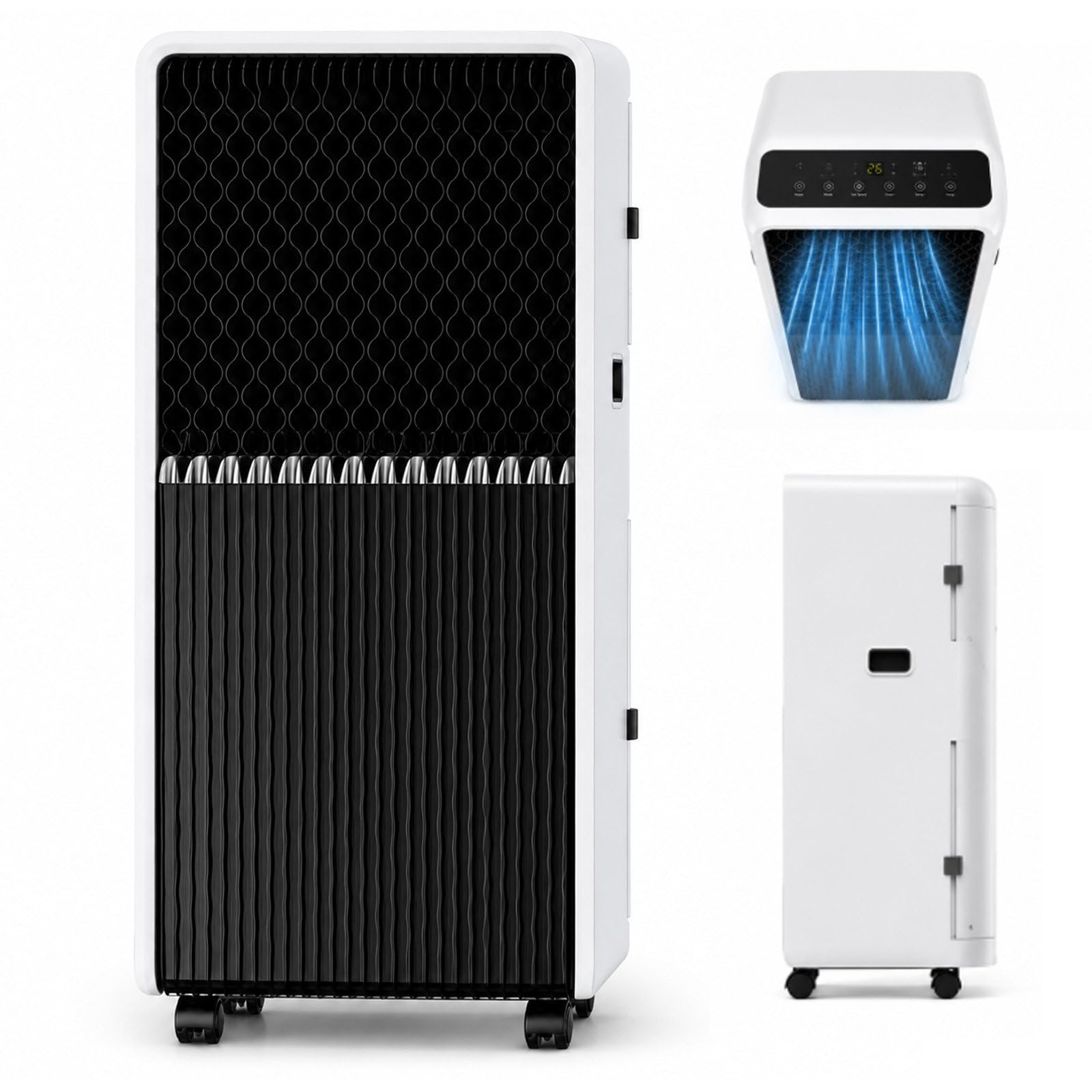 Klimatyzator mobilny 12000 BTU z trybem nocnym do sypialni i biura 50dB | Pilot, wyświetlacz LED, dwa biegi nawiewu i timer 24-godzinny ułatwiają ustawienia oraz planowanie pracy.