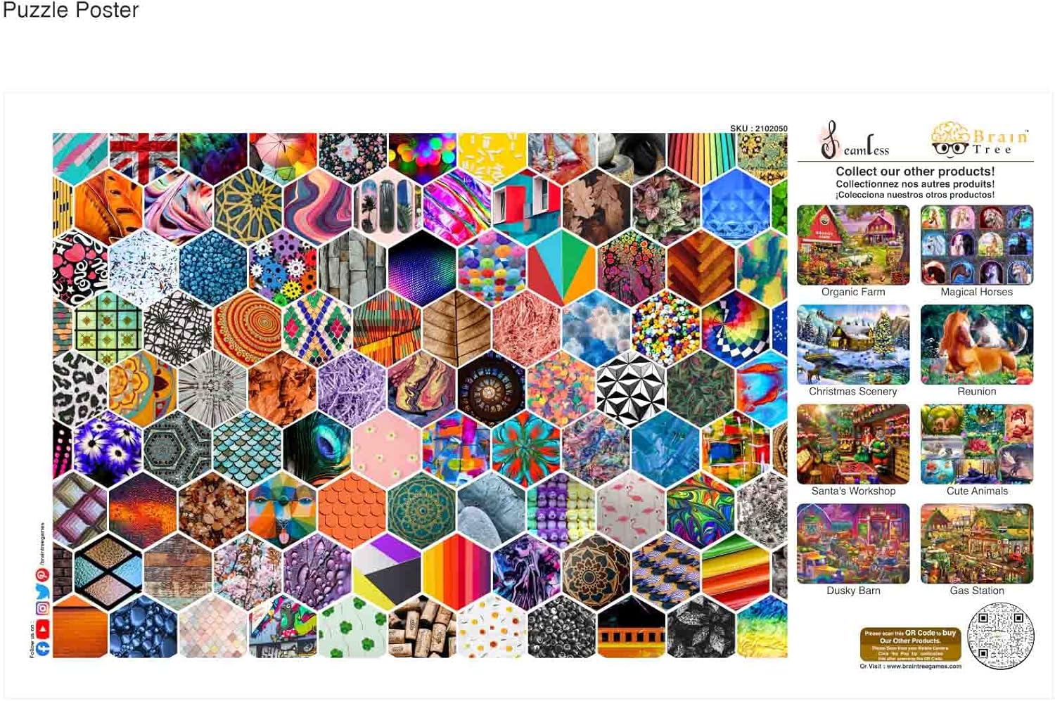 Brain Tree - Seamless 1000 Piece Puzzle for Adults - Unique Puzzles for Adults 1000 Pieces and up with Droplet Technology for Anti Glare & Soft Touch - 27.5”Lx19.5”W