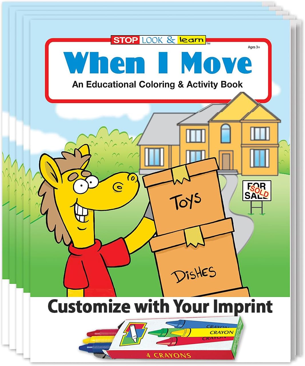 ZOCO – When I Move – New House Coloring Books (25 Bulk Pack, With Crayons) – Realtor Handouts for Kids – Real Estate Marketing Materials