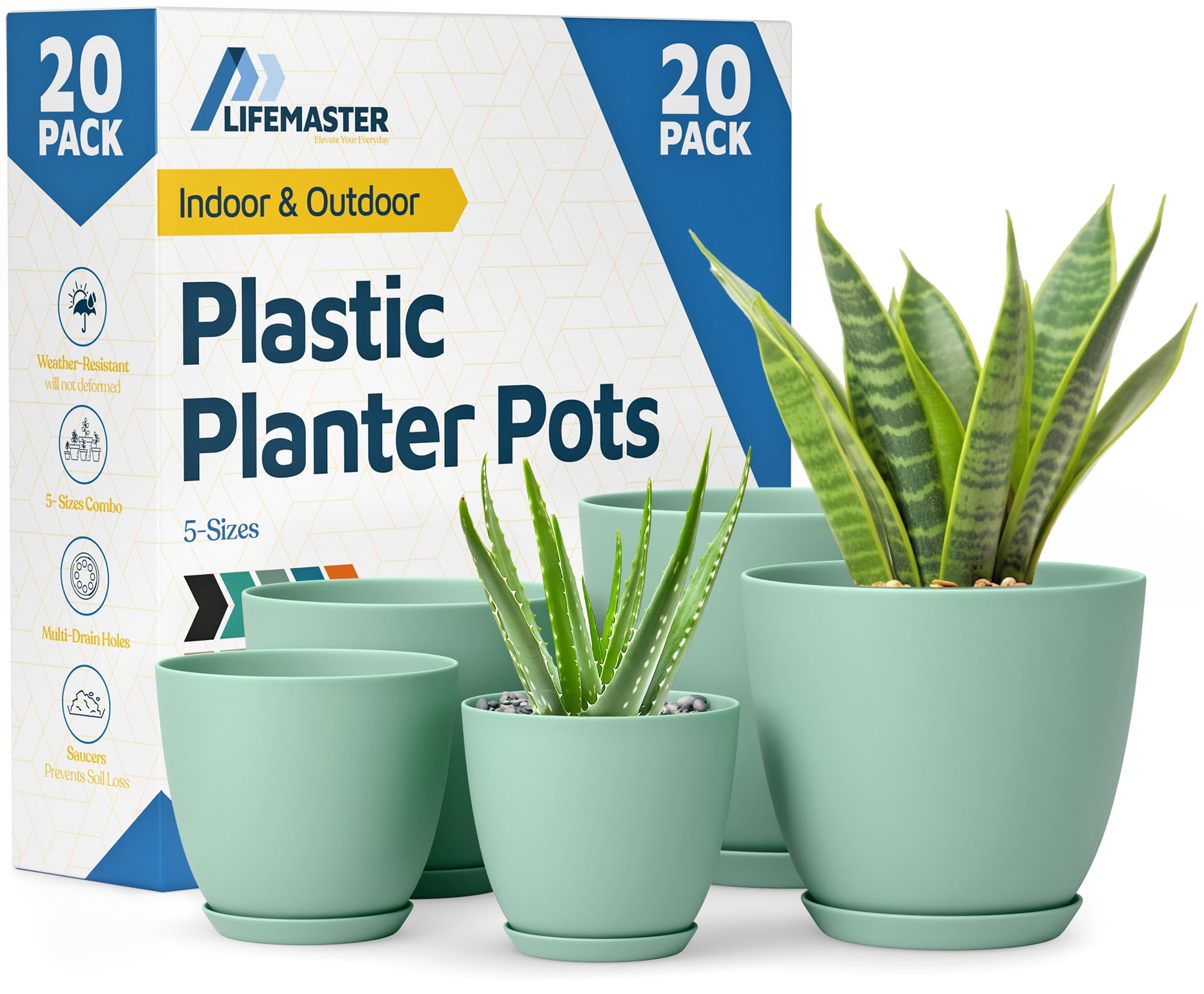 Lifemaster 20-Pack Mint Planter Pots