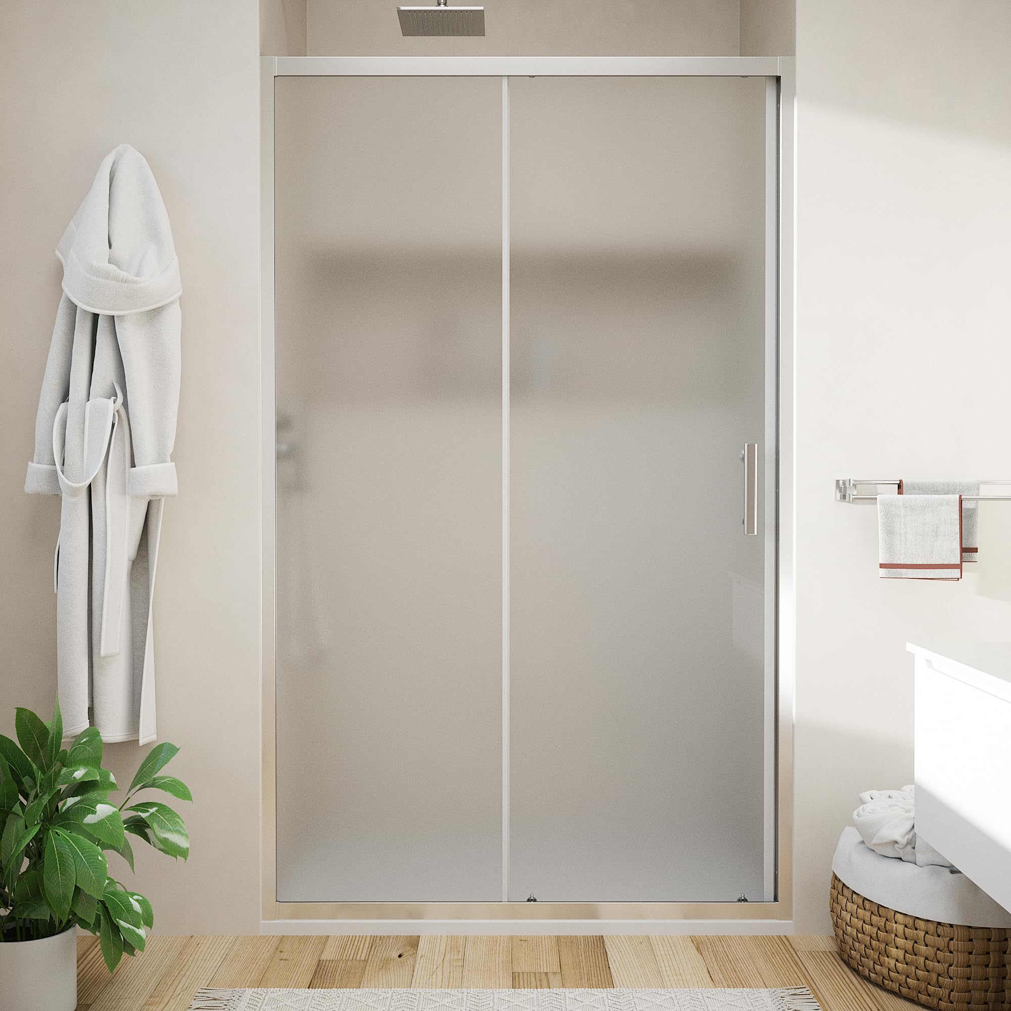 Box Doccia Nicchia 120cm Apertura Scorrevole Vetro Temperato Opaco 6mm Trattamento Anticalcalcare Maniglia in Acciaio Inox 304 h190cm mod. Tenerife