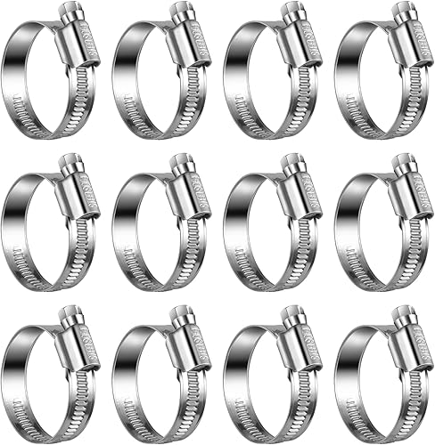 Abrazadera de Manguera de Servicio Pesado Tamaño #16, Abrazaderas de Manguera de Engranaje Sinfín Ajustable de 1 a 1-58 Pulgadas, Acero Inoxidable