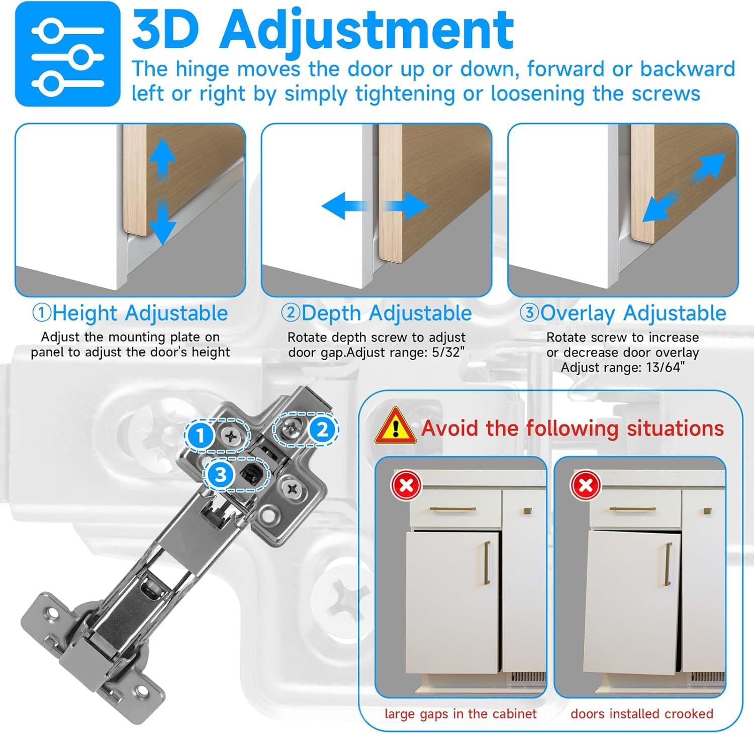 2 Pcs Kitchen Cabinet 165 Degree Full Overlay Hinges Frameless Cabinet Doors Hinges, Soft Close Corner Kitchen Cabinet Hinges Folding Mute Cabinet Hinges - Image 4
