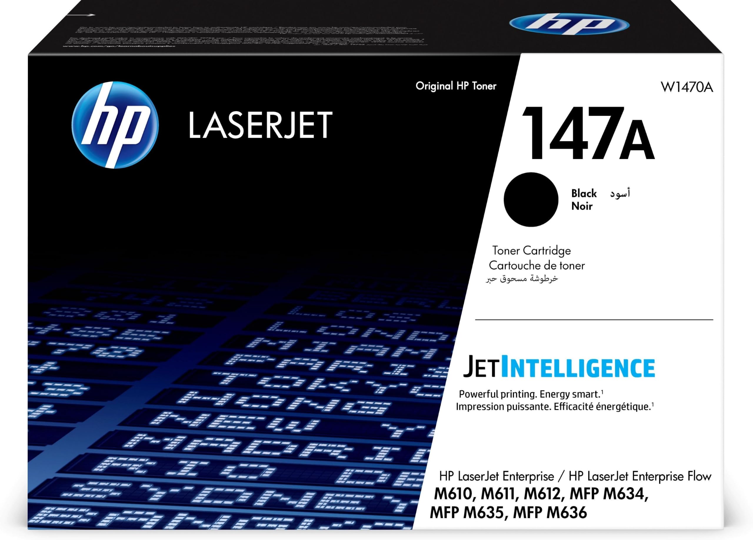 HP 147A W1470A, Cartuccia Toner Originale da 10500 Pagine, Compatibile con le Stampanti LaserJet Enterprise M610, M611, M612, M634, Multifunzione M635, M636, Nero