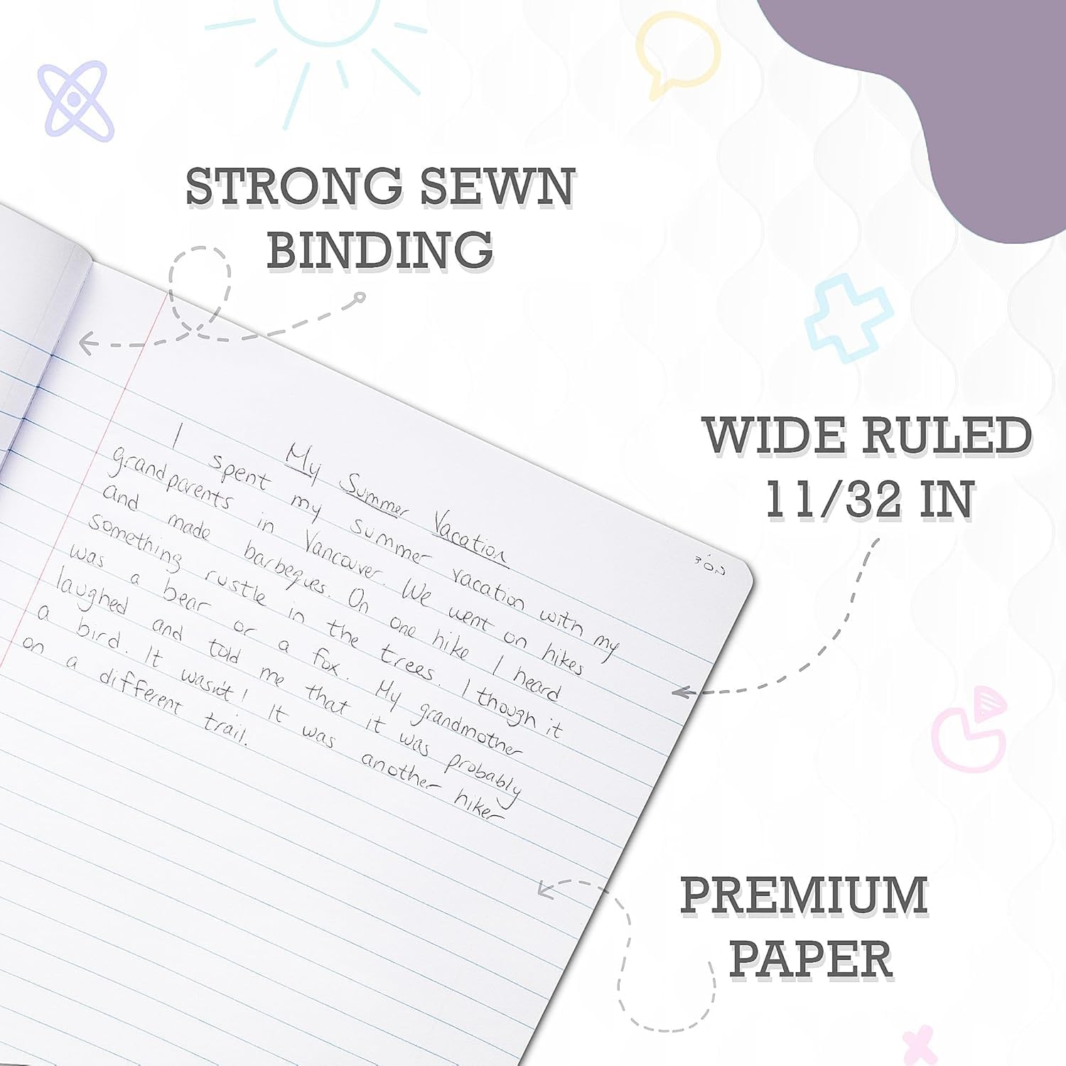Manaloom Hardcover Wide Ruled Composition Notebook, Bright Colors | 100 Sheets/200 Pages | 9.75 x 7.5 Inch | School, Office, Note-taking - 6 Pack image 4